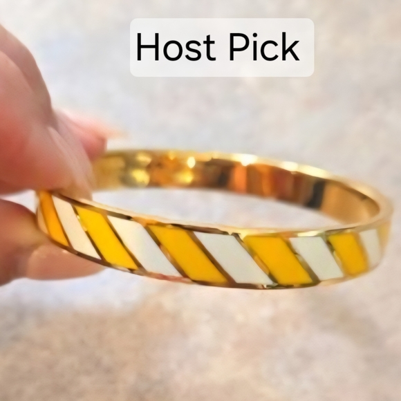 kate spade Jewelry - Kate Spade New York Idiom Gold Striped "Toe the Line" Enamel Bangle Bracelet